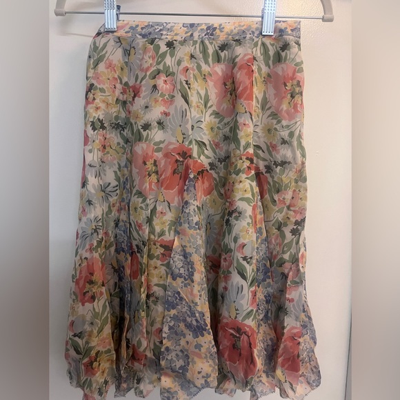 Polo Ralph Lauren Size 2 Georgette Handkerchief Skirt Floral MSRP$348 - Picture 2 of 5